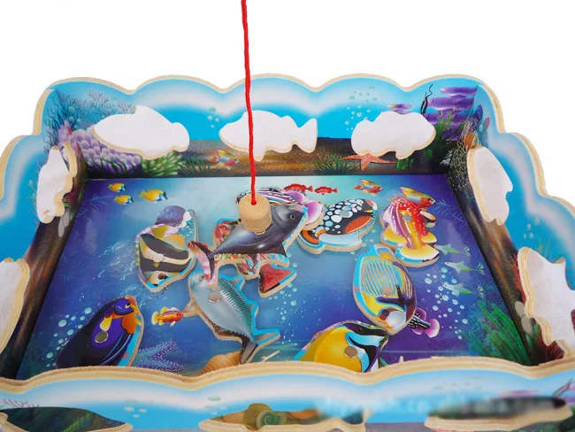 Детские развивающие деревянные игрушки магнитная рыболовная кошка игрушка игра