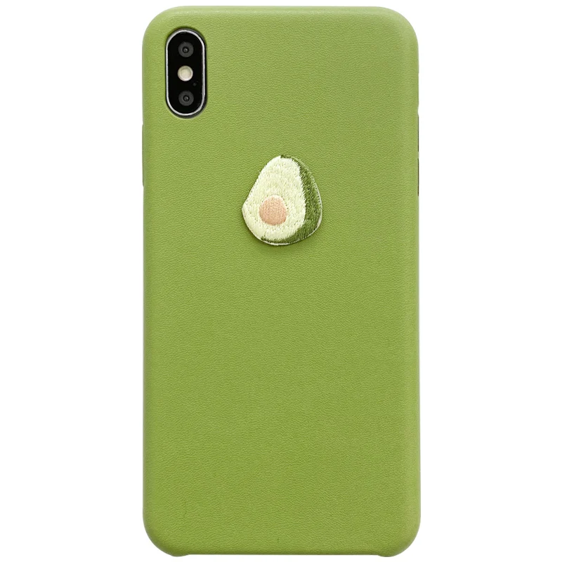 Летний чехол с вышитыми фруктами авокадо для iphone 7, 8, 6, 6s plus, x, xs, xr, xsmax, банан, скраб, мягкий кожаный чехол для iphone, чехол