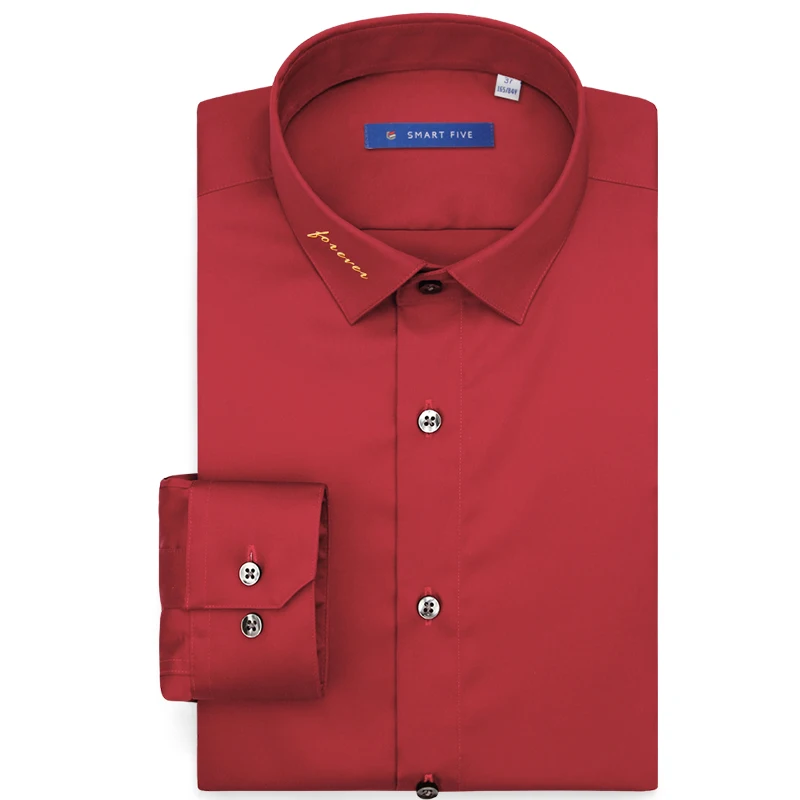 Мужская приталенная рубашка Smart Five формальные деловые мужские рубашки с длинным
