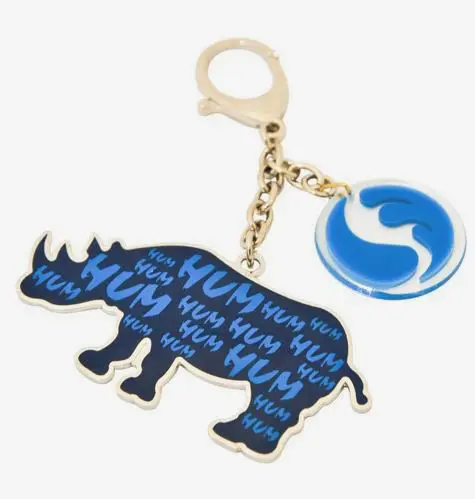 Брелок для ключей с изображением синего носорога |