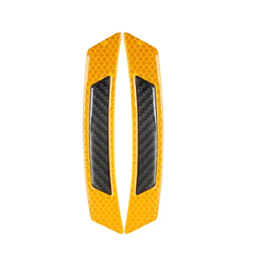Yellow Black 2 шт. светоотражающие полосы автомобиля стикер Грузовик Авто колеса брови Светоотражающие Предупреждение ющие наклейки углеродного волокна анти-полоски от царапин - Цвет: Yellow Black