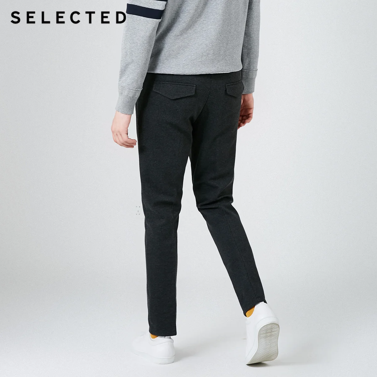 Мужские повседневные брюки из смеси хлопка с эластичной резинкой на талии S |