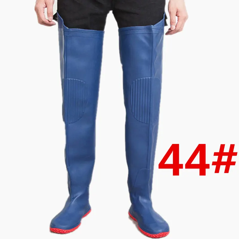 44 Рыболовные сапоги выше колена, высота 80 см, водонепроницаемые, Pesca Pants, 0,55 мм, материал ПВХ, мягкие сапоги, рыболовные сапоги - Цвет: 44