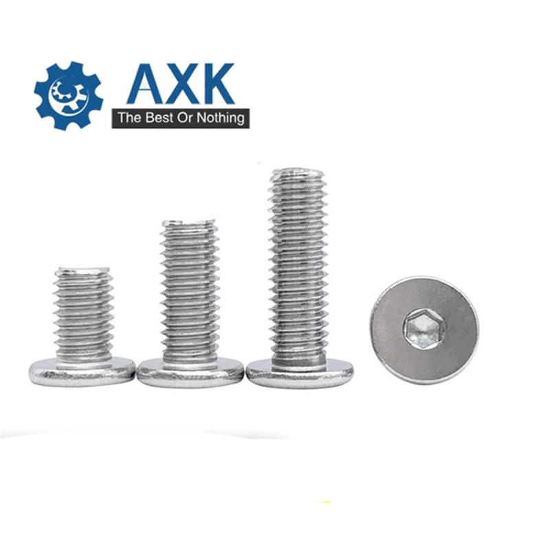 

10/50pcs CM M2 M2.5 M3 M4 M5 M6 304 stainless steel Hex Hexagon Socket Ultra Thin Super Low Flat Wafer Head Allen Cap Screw Bolt