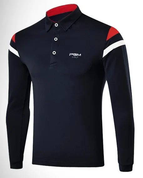 Navy Blue PGM мужские рубашки с длинными рукавами трикотажные изделия для гольфа мужские плотные футболки с длинными рукавами и отложным воротником для мужчин удобные дышащие Теплые Gofl пиджак с длинными рукавами - Цвет: Navy Blue