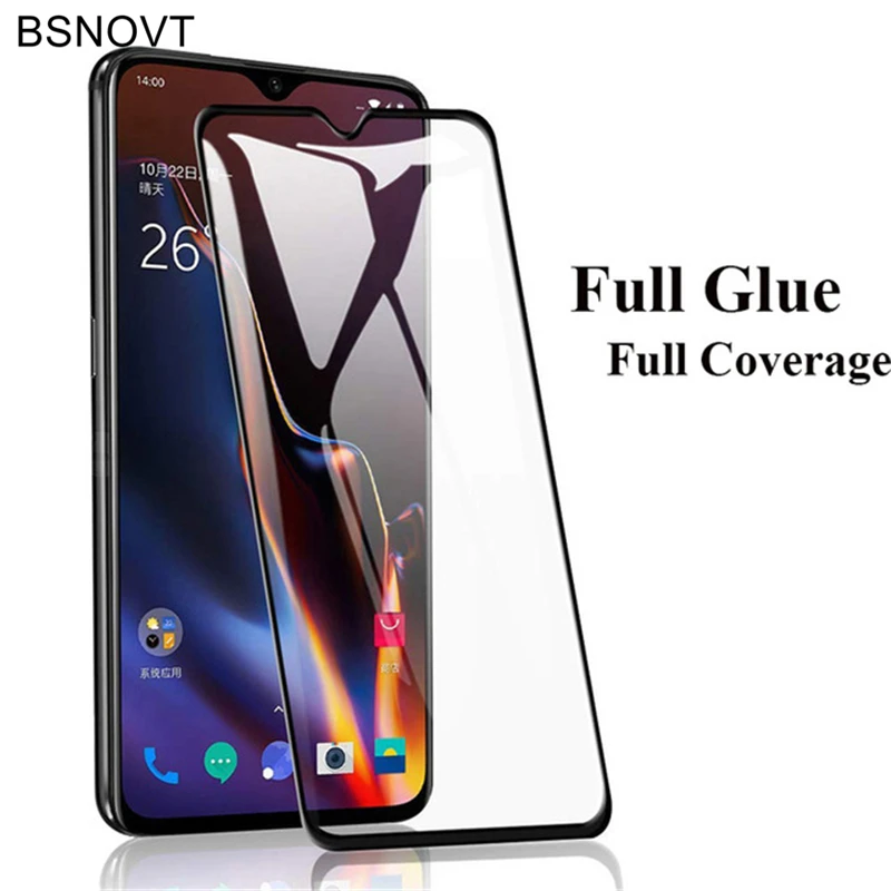 2 uds de vidrio para Oneplus 7 Protector de pantalla del tel&eacute;fono pegamento total cobertura de vidrio templado para el Oneplus 7 de vidrio para Oneplus 7 1 + 7 BSNOVT-1