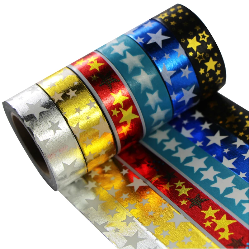 

6 Rolls Hot Stamping Gold Washi Tape Set Decoration Paper Masking Tapes Adhesive Tape DIY Scrapbook Sticker,15mm*10m