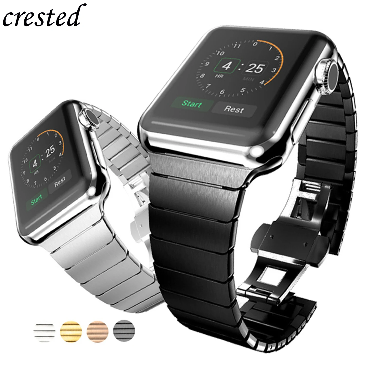 Ремешок из нержавеющей стали для Apple watch 5 ремешок 44 мм 40 iwatch 42 38 Бабочка Пряжка