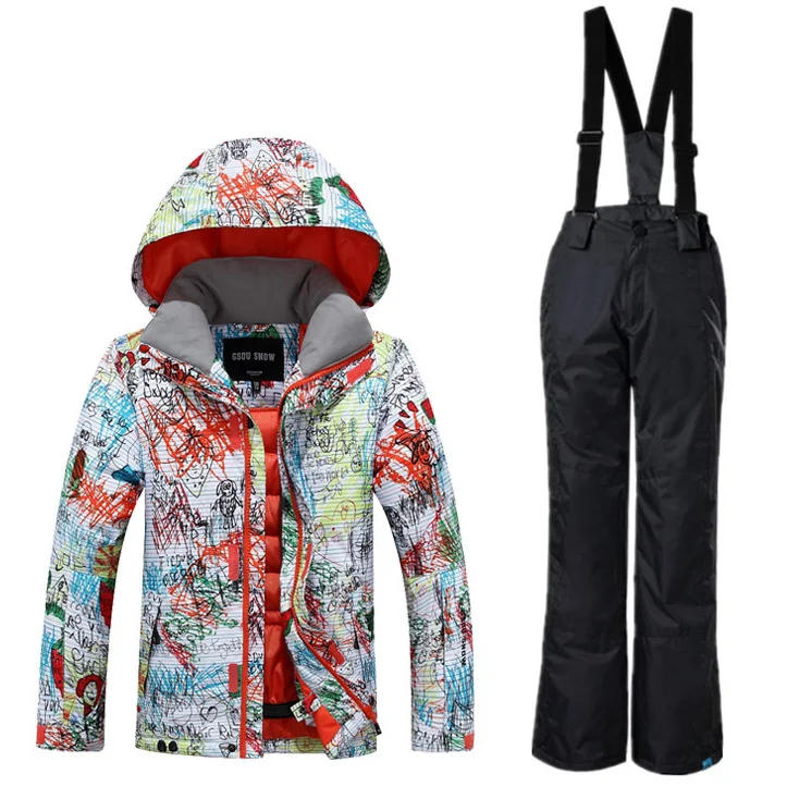 

Gsou Snow Boys Girls Ski Suit Windproof Waterproof Outdoor Sport Wear Camping Riding Skiing Snowboard Jacket+Pants New Style Set