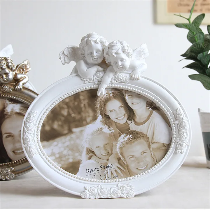 7inch oval white Ретро серебристо-белая Полимерная фоторамка настроена фоторамка для творчества амудон фото для домашнего свадебного украшения фоторамка - Цвет: 7inch oval white