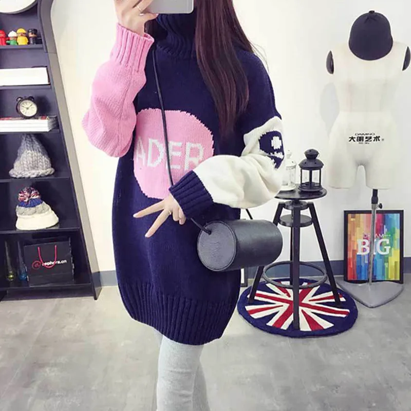 Весенне-осенняя одежда пуловер Женский вязаный свитер водолазка элегантный с