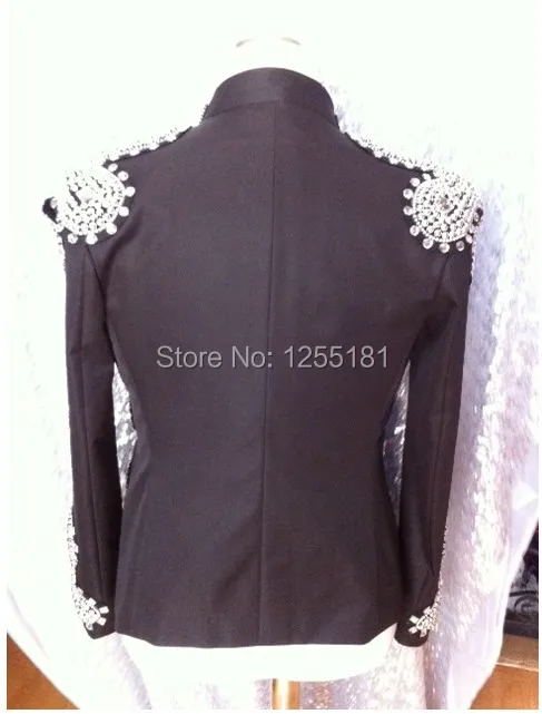 Новинка 2018 Модный черный приталенный Блейзер с цепочкой и заклепками для