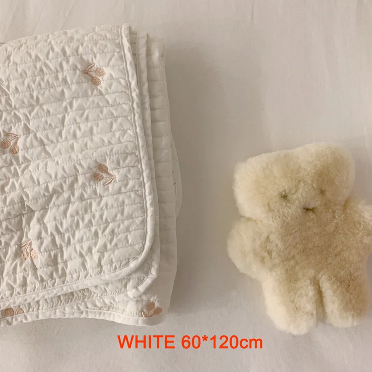 White S Корейское детское одеяло, Комплект постельного белья, хлопок, вишня, вышивка стеганая, Детские комплекты в кроватку, кровать, одеяло, s для новорожденного ребенка, девочка, мальчик, кроватка - Цвет: White S