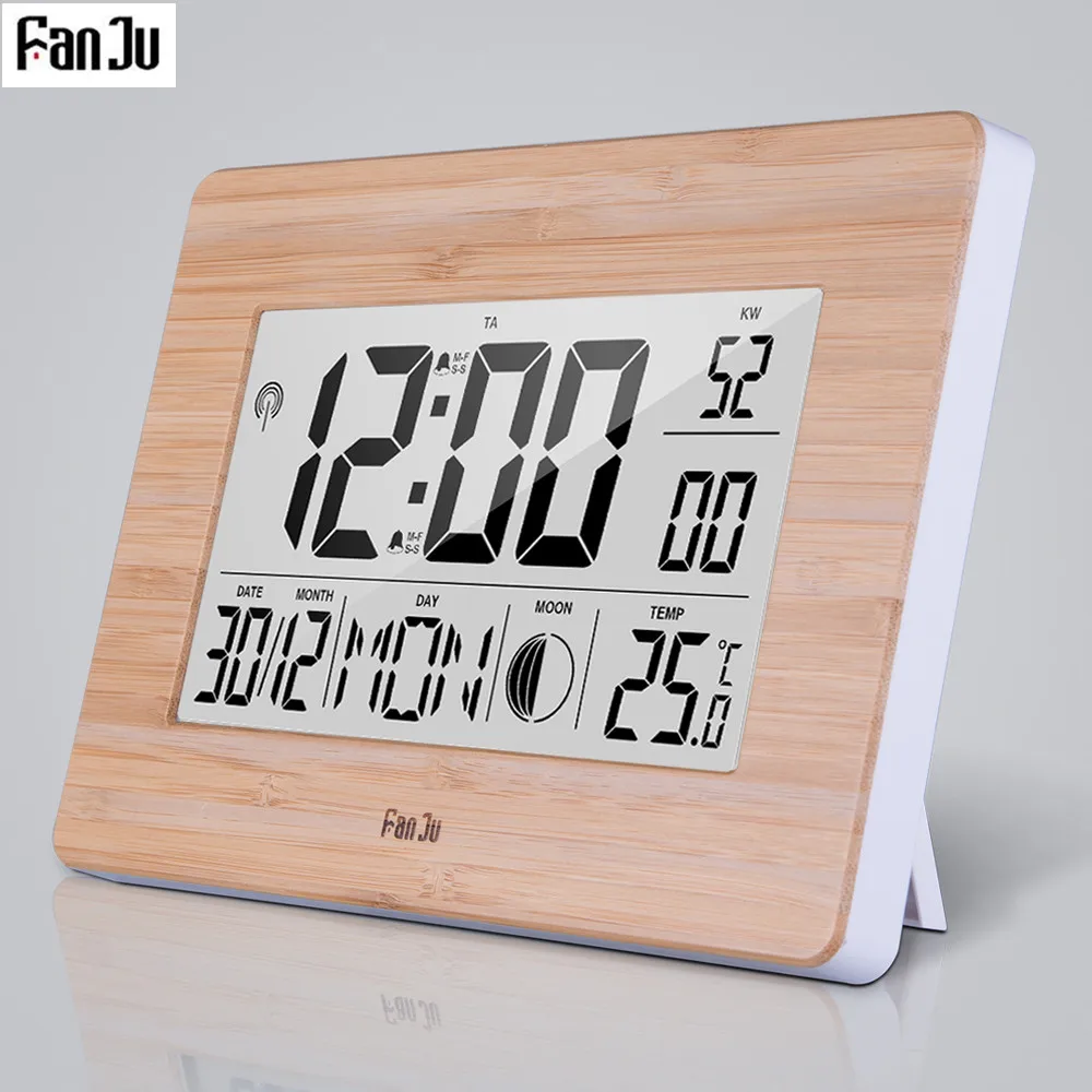 Fanju 3530 современный дизайн светодиодный цифровой будильник настольные многофункциональные температурные настенные часы Повтор лунной фазы большой дисплей