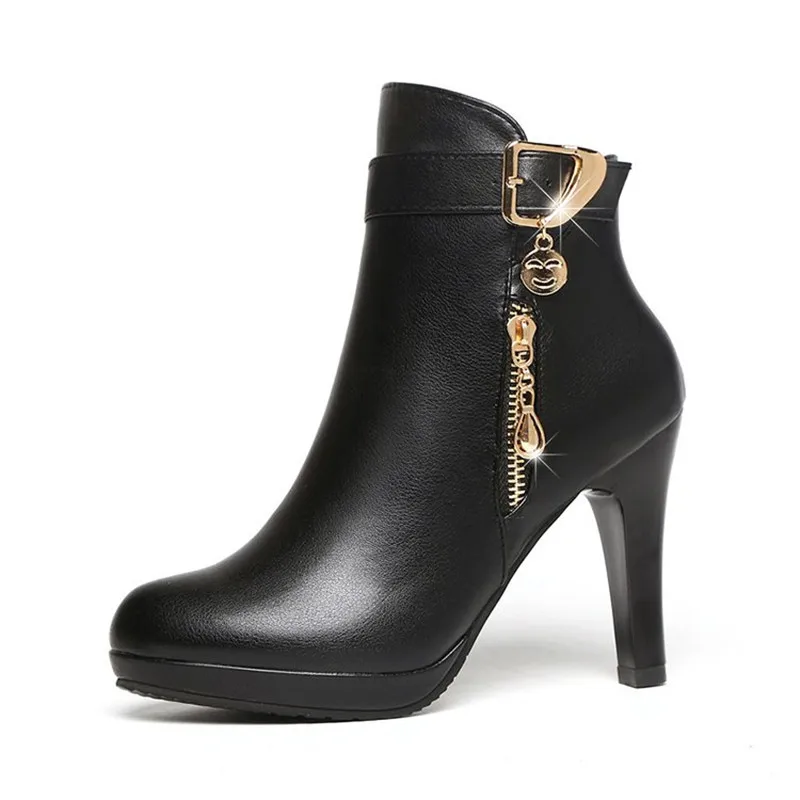 

sexy women winter boots Autumn Boots For Women Thin Heel Zipper Casual Female Shoes Leather Boots Mujer women shoes winter