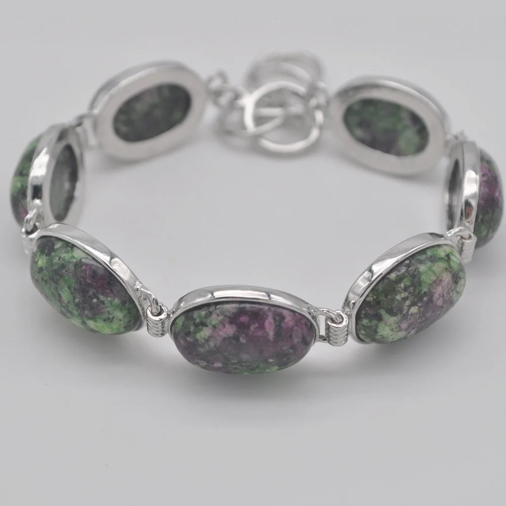 Red Green Zoisite Натуральный драгоценный камень бусины браслет 8 дюймов ювелирные изделия G047-G063 - Окраска металла: Red Green Zoisite