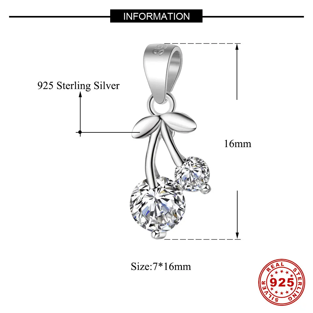 925 sterling silver Cherry zirconia pendant necklace choker connector accessories diy jewelry making wholesale | Украшения и