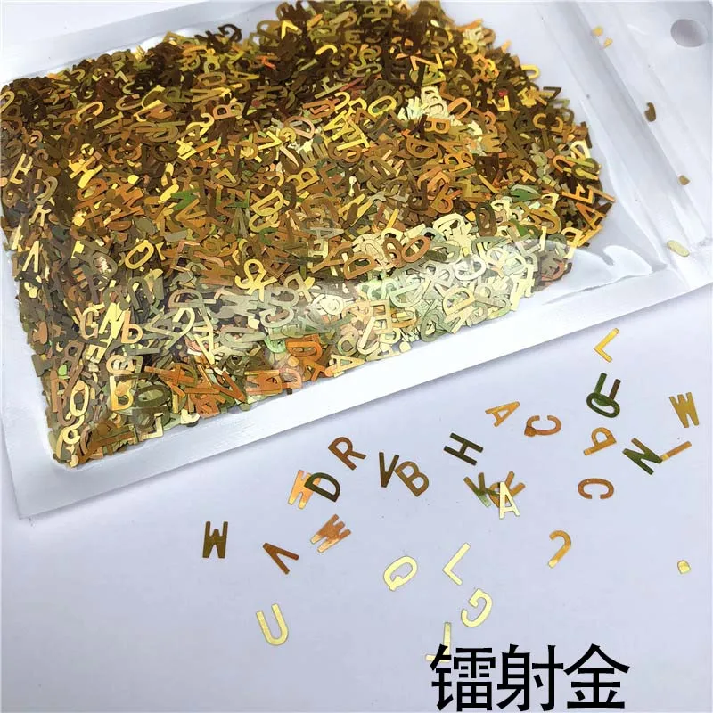 Gold 10 г/упак. Алфавит пайетки практичный для самостоятельного изготовления PET блестками Ломтики для украшения для одежды уха украшение "Кольцо" аксессуары - Цвет: Gold