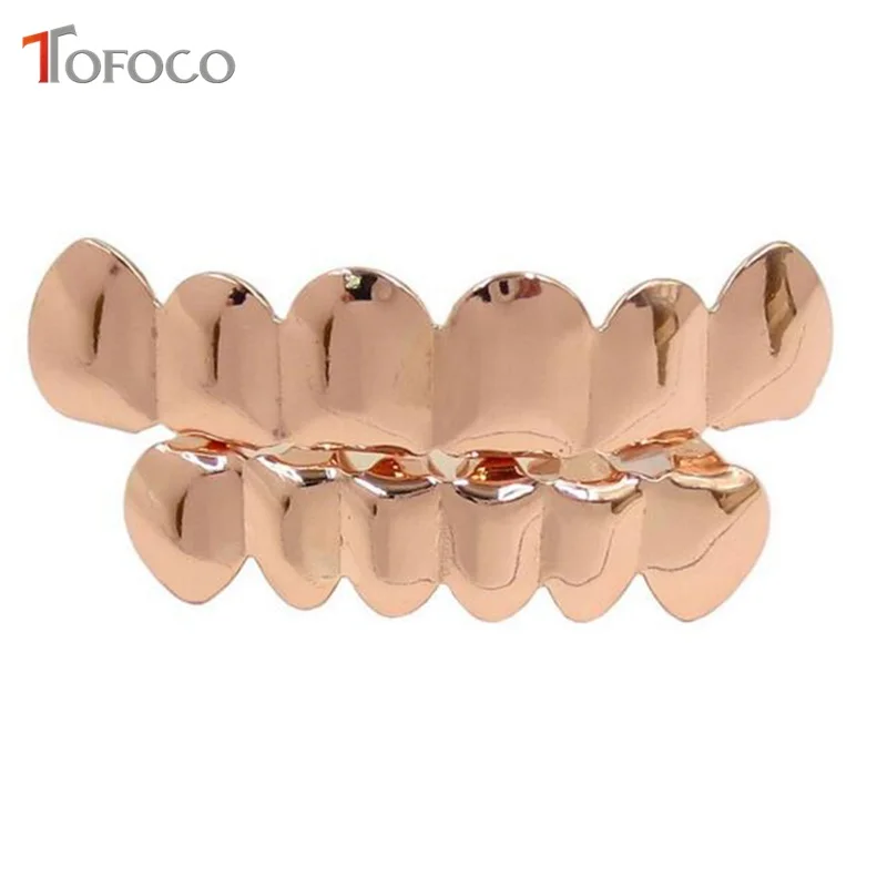 TOFOCO 4 цвета золотые зубы Grillz верхние и нижние грили хип-хоп зуб стоматологический