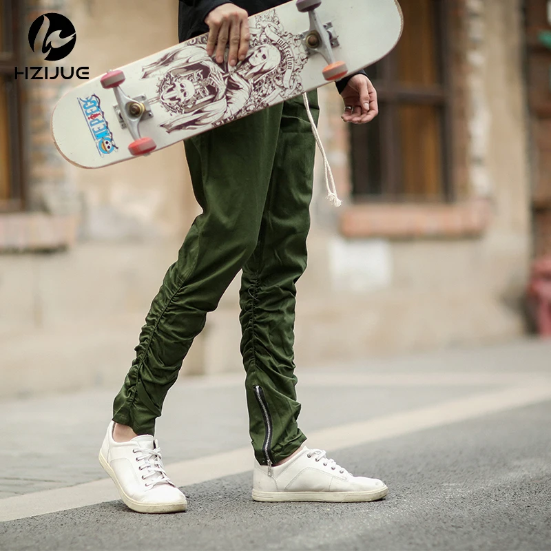 Джастин Бибер боковой молнии для мужчин slim fit повседневные мужские s хип хоп jogger байкерские брюки Swag спортивные брюки обтягивающие брюки луч ноги брюки