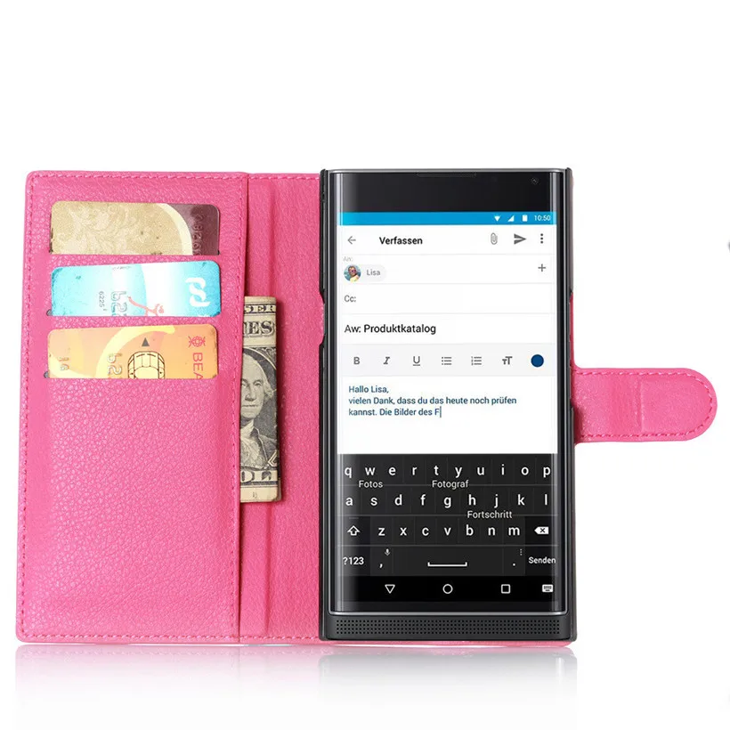 Кожаный чехол-книжка с магнитной картой для BlackBerry Priv Прямая 0822