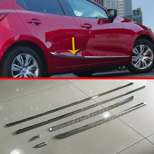 

Для Mazda 2 Demio DJ DL 2015 2016 2017 ABS Хромированная Боковая дверь литье под давлением Trim