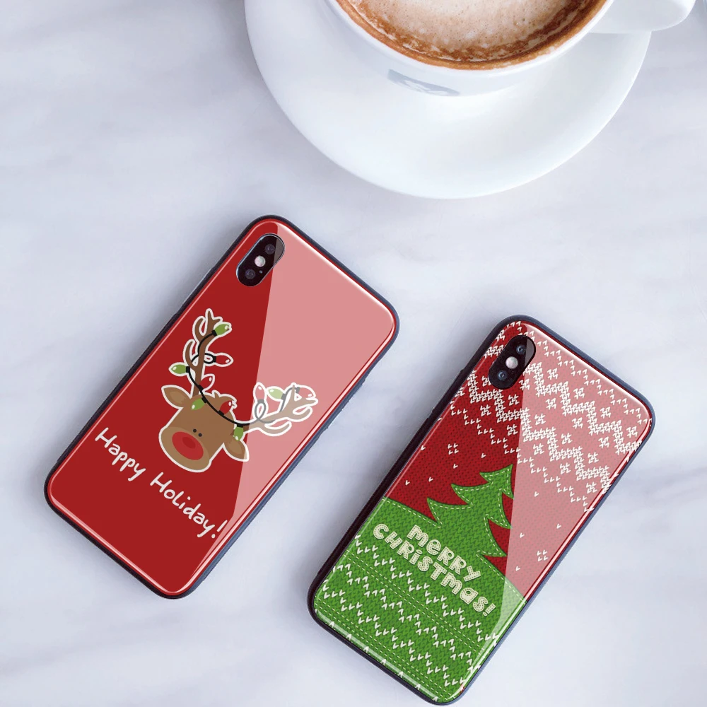 Заказной чехол из закаленного стекла для телефона iPhone XS 11 Pro MAX XR Рождество DIY чехол для iPhone 7 для телефона 8X6 s Plus зимний чехол