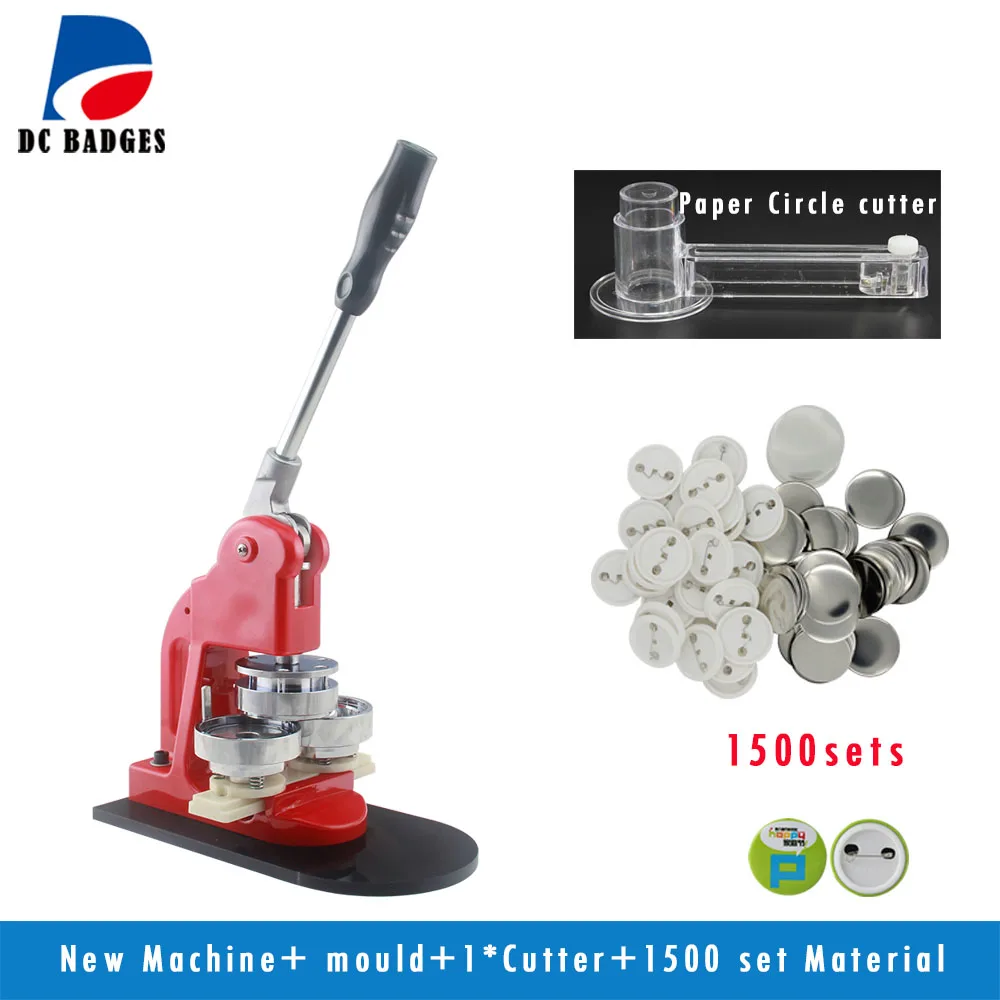 Free shipping 58MM badge machine +58MM paper cutter+58MM 1500pcs pin badge materials