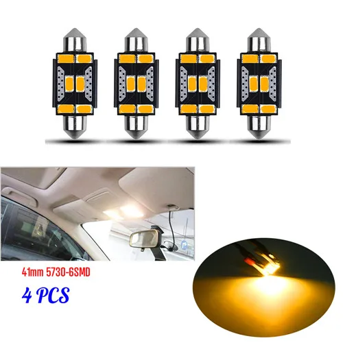 Keyecu Festoon 31-41 мм теплый белый Чрезвычайно Яркий 6SMD-5730 DE3175 DE3022 светодиодный лампы для салона автомобиля купольные огни 10-30 в - Испускаемый цвет: 4 PCS 41mm