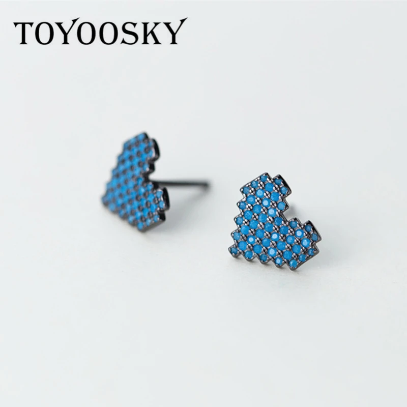 New 925 Sterling Silver Stud Earrings for Women Zircon Hearts Fashion Accessories Wish Jewelry 2017 | Украшения и аксессуары