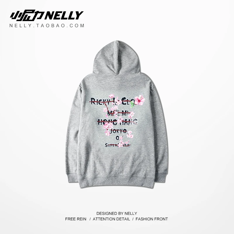 NELLY 2019 осень зима Вишневый цветок толстовка с капюшоном в стиле хип хоп