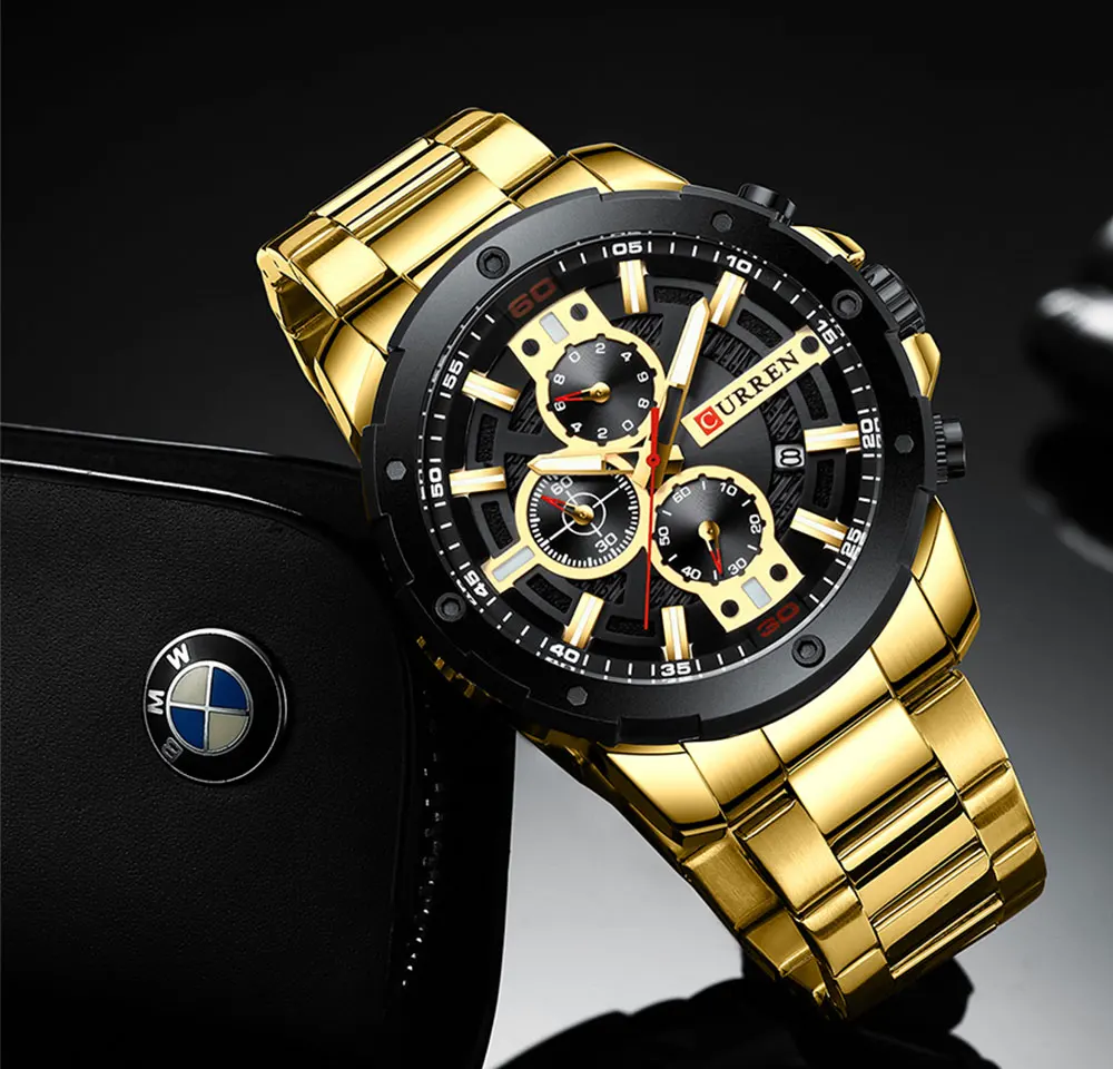 Newest CURREN Watch Top Luxury Brand Men Stylish Business Steel Quartz Watches Classy Sport Chronograph Clocks Gift 2019 | Наручные часы