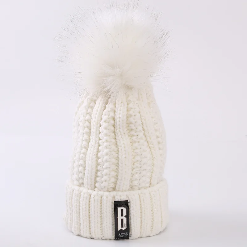Бренд Nanci si, зимние шапки с помпонами, теплые шапки Skullies Beanies, вязаная шапка, шапка для женщин и девушек, повседневная двухслойная шапка Gorros - Цвет: NO 7