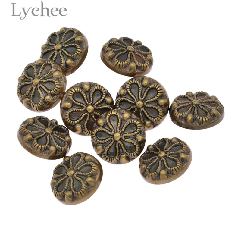 Lychee 10 шт. 15 мм/18 мм винтажные пластиковые пуговицы цветочный узор круглая кнопка