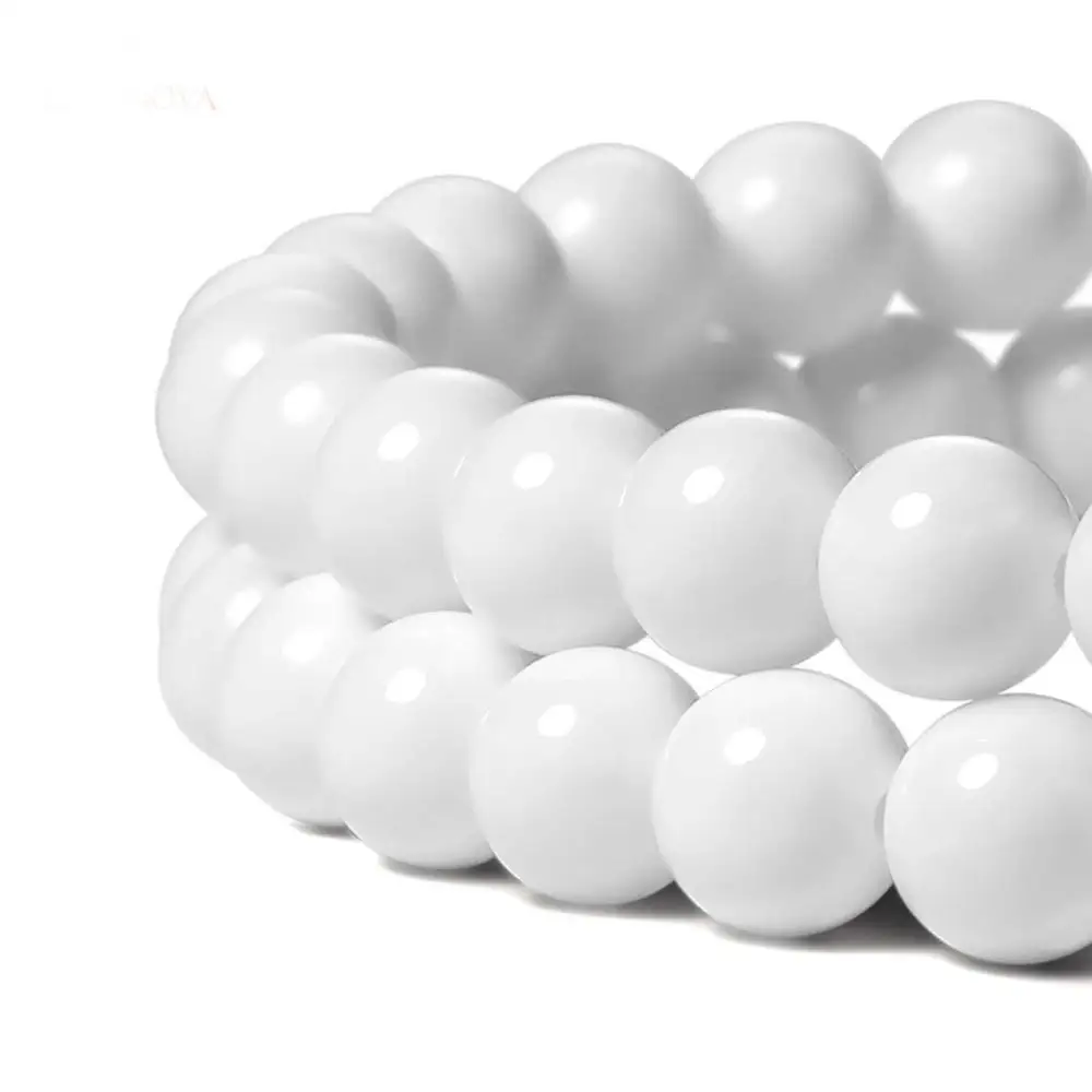 

Wholesale Natural White Porcelain Stone Beads For Jewelry Making Ceramic DIY Bracelet Material 4/6/8/10/ 12/14 mm Strand 16''