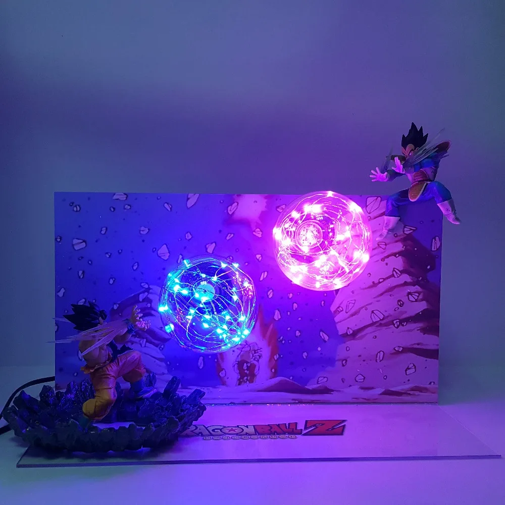 Dragon Ball лампы Goku kamehameha против Вегета galick Gun Светодиодные ночные огни Lampara Dragon Ball Z игрушечные фигурки из игры Dragon Ball DBZ(“ночной Светильник