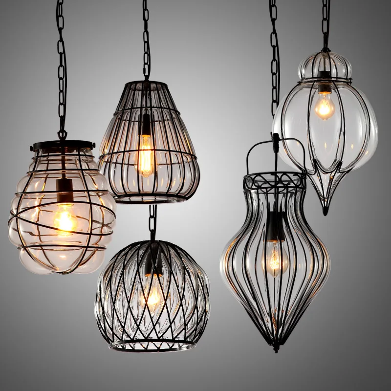 Американский стеклянный подвесной светильник в стиле ретро одноголовочная