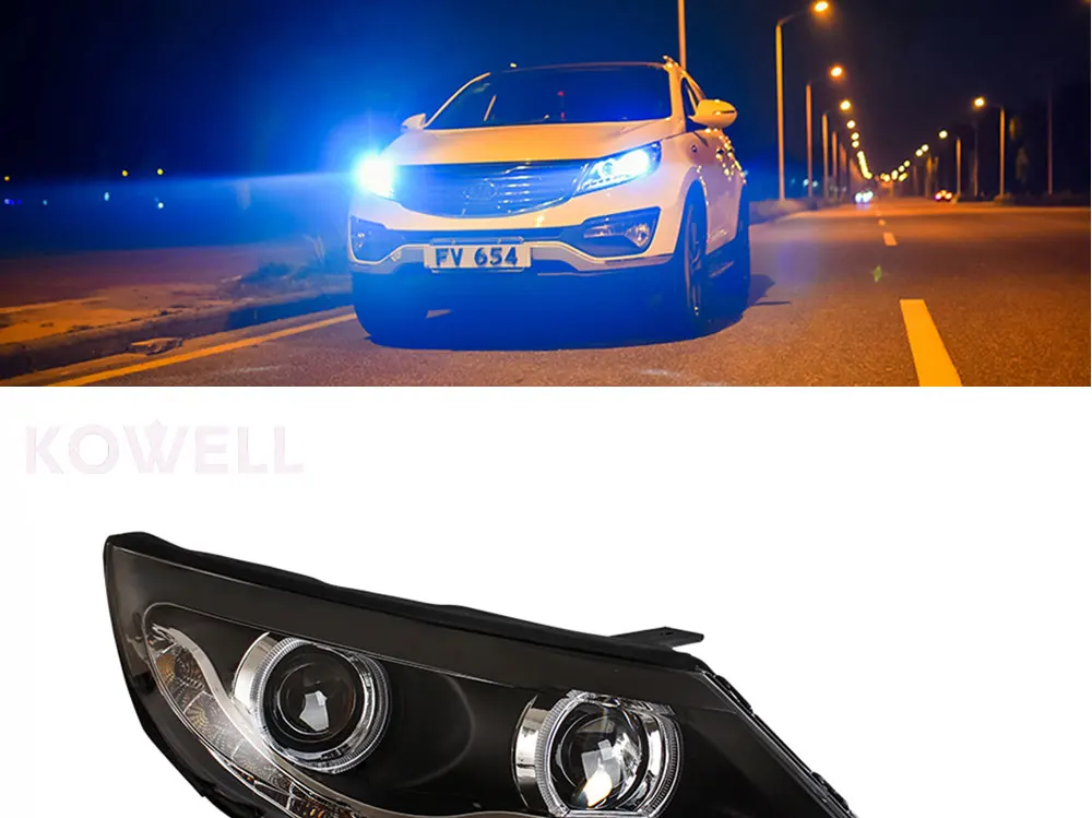 KOWELL автомобильный Стайлинг для Sportage R фары 2011- для Sportage светодиодный фонарь светодиодный Bi Xenon объектив Высокий Низкий луч парковка