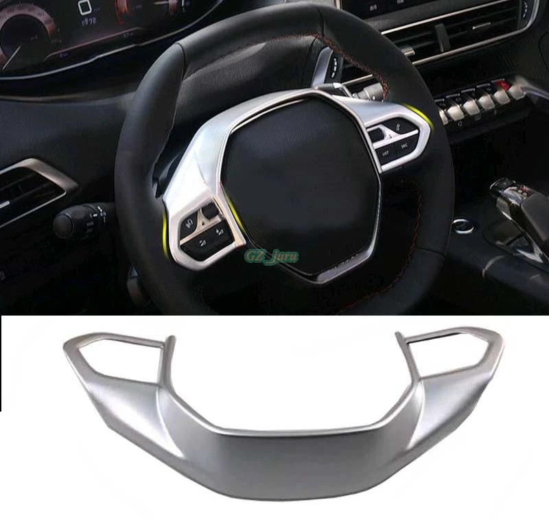 

Car styling 1PCS Interior ABS Matte Steering Wheel Cover Trim For Peugeot 3008 GT 2017