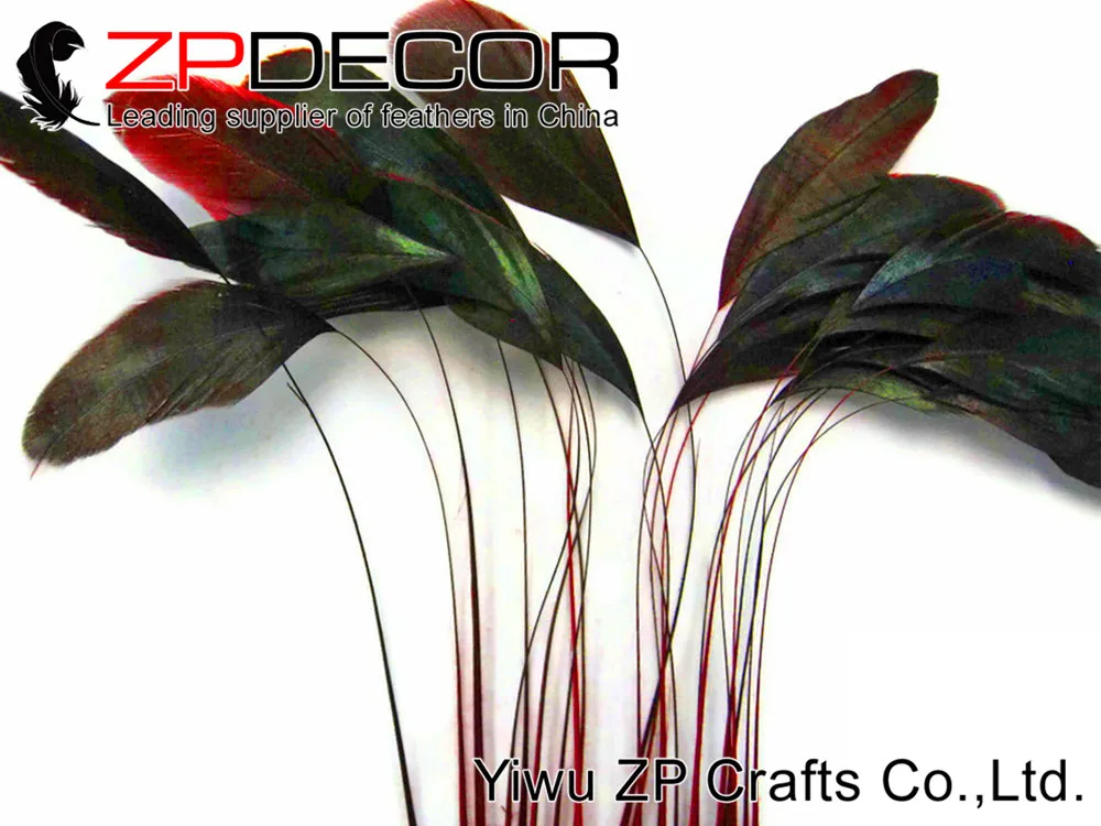 Фабрика zpdecor 100 шт/партия 10-12 дюймов(25-30 см) окрашенные красные бронзовые в полоску с перьями из хвоста петуха DIY ремесло и свадебные украшения
