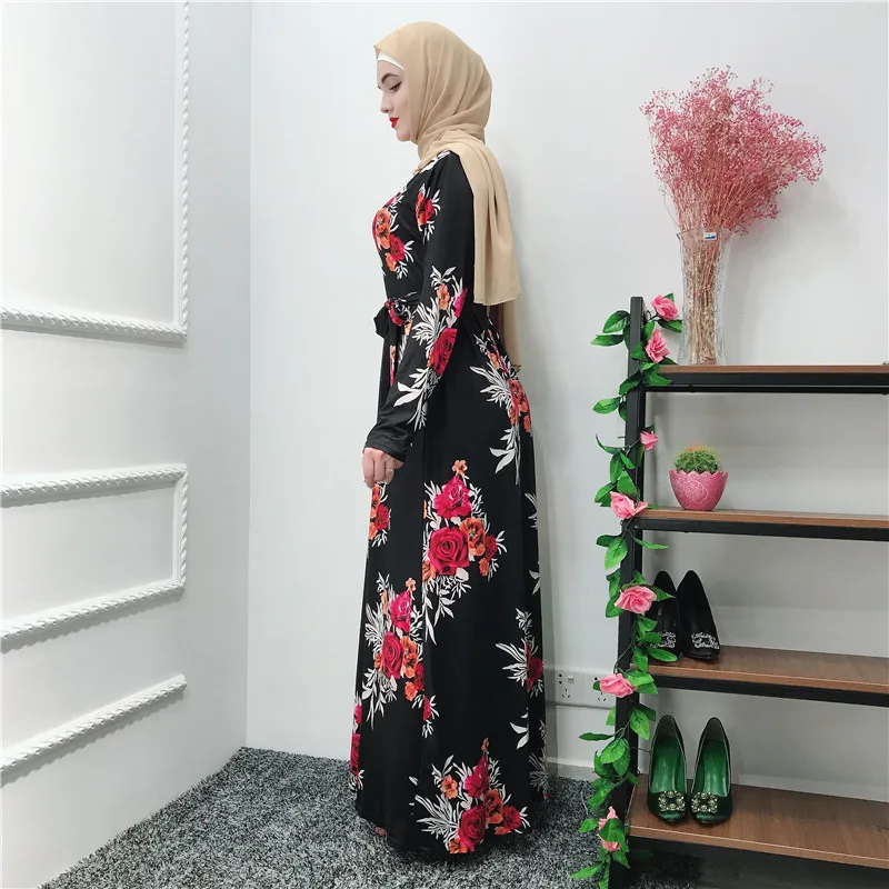 Мусульманская Цветочная абайя длинные платья Оман кимоно длинная туника Ближний