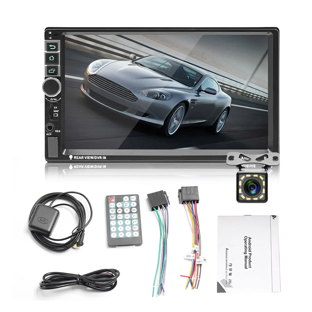 With 12 LED Camera Podofo 2din автомобильный радиоприемник Android " мультимедийный плеер 2 Din Авторадио gps Bluetooth видео MP5 плеер USB/FM/Mirrorlink аудио радиоприемники - Цвет: With 12 LED Camera