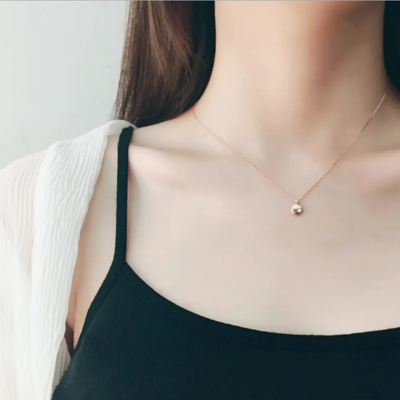 

Tibetan Silver Jewelry Wholesale Korean Fashion letter Small Golden Bean Exquisite Creative Female women Pendant Necklace