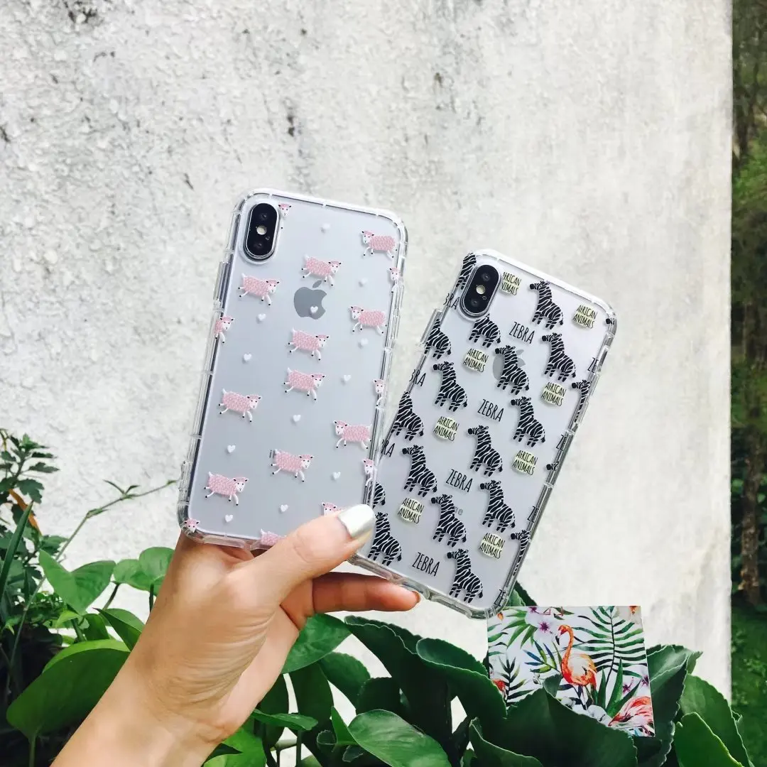 New Cute Cartoon Zebra Silicone Transparent Soft Case For iphone 8 7 7plus plus iPhone X Back Cover |