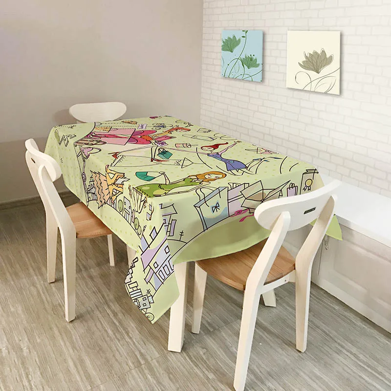 Водостойкие прямоугольные скатерть decorUhome из полиэстера с рисунком в виде рыбы