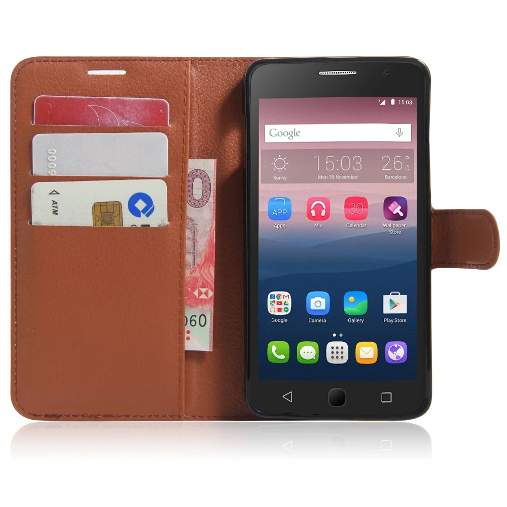 Cyboris брендовый чехол для Alcatel Pop чехол-кошелек из искусственной кожи с подставкой