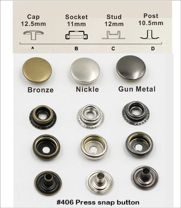

90sets Metal snap buttons 12.5mm part brass metal button snap button snap fastener silver, bronze, black FP-406#203