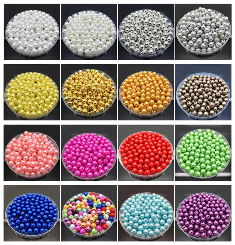 Круглые акриловые жемчужные бусины сделай сам свободные с отверстием для