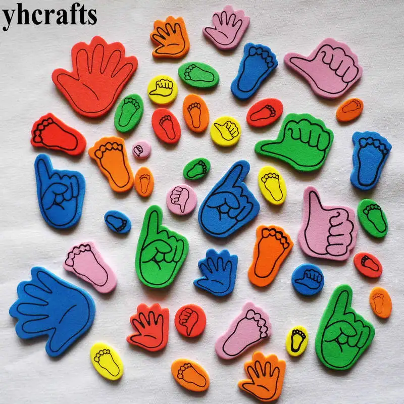 

1bag/LOT Palm gesture sole foam stickers Early learning educational toys Kindergarten craft diy toys Wholesale OEM Kindergarten