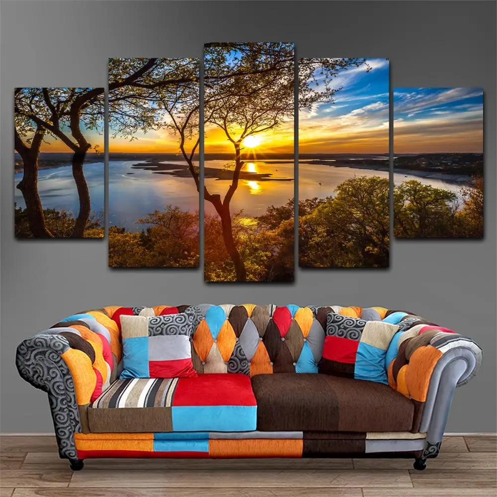 

Drop shipping 5 Panel Wall Art Pictures Canvas Painting abstract canvas poster painting decoration for living room LW241
